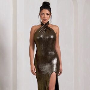 Club L London Metallic Backless Dress